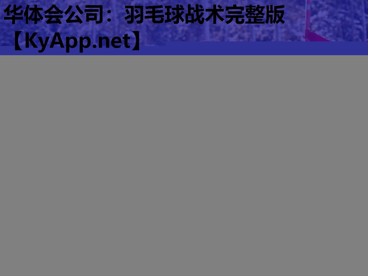 华体会公司：羽毛球战术完整版